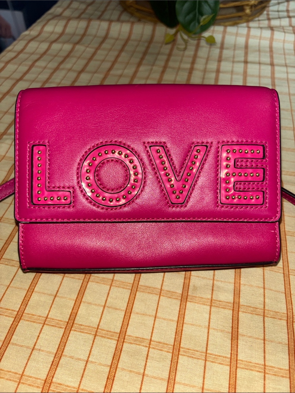 Michael Kors Hot Pink 'LOVE' Studded Crossbody